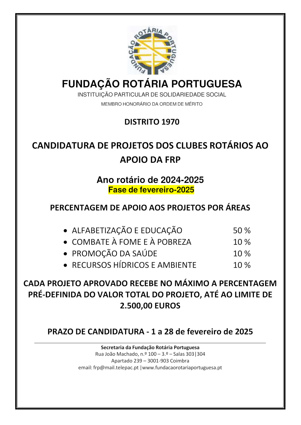 Edital Fevereiro de 2025, Distrito 1970